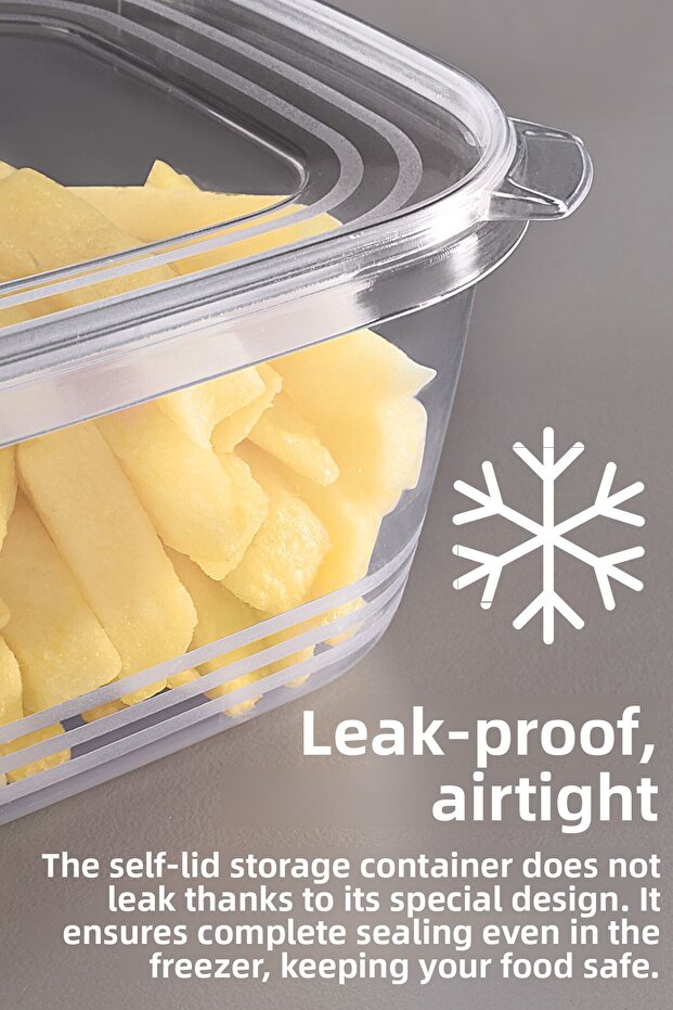 10 Pieces of Airtight Leak-Proof Storage Container with Lid - Suitable for Deep Freezer 1Lt - 5