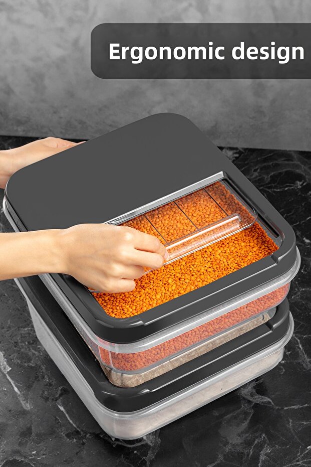 2-Piece 8 Lt - Multibox Food Storage Container with Sliding Lid Multi-Purpose Organizer Storage Box Anthracite - 2