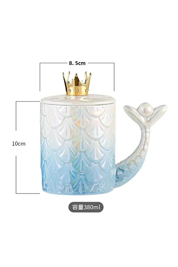 Mermaid Crown Patterned Ceramic Mug - 4