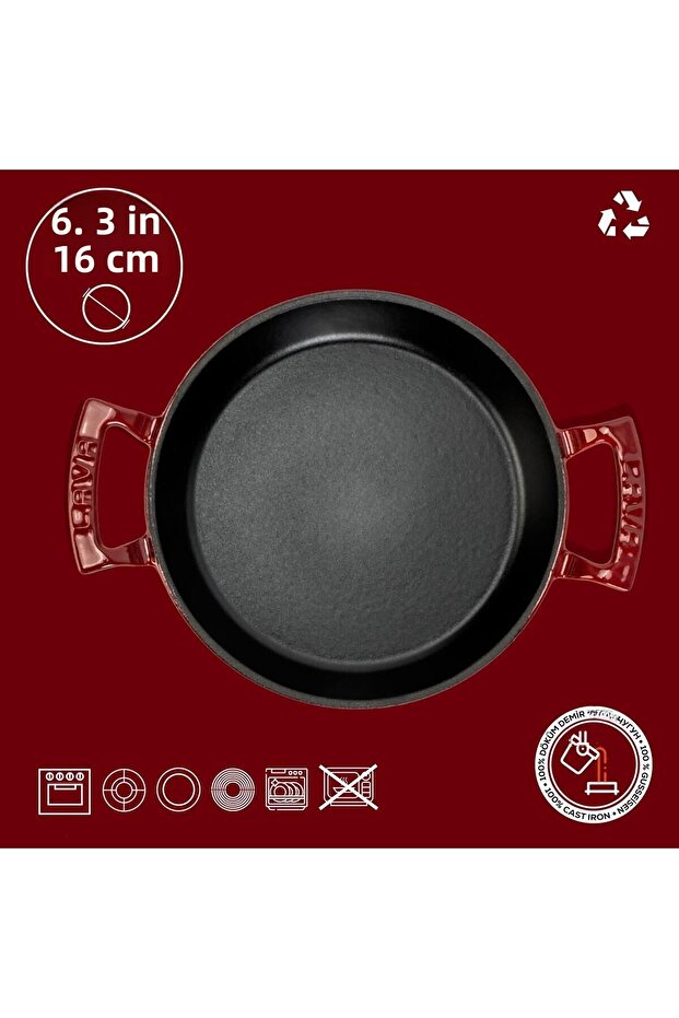 Cast Round Sahan Cast Iron Solid Double Handle Diameter(Ø)16cm - 4