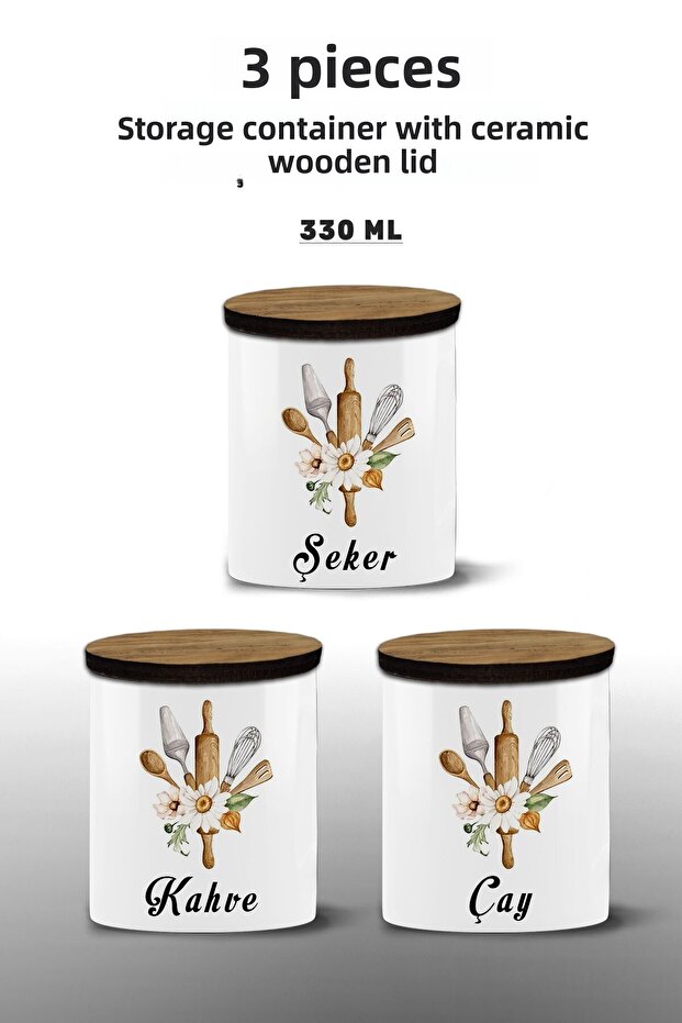 Set of 3 - Tea Candy Coffee Storage Container - Spice Jar Set - 3 Storage Containers - 3Lümodel8 - 1