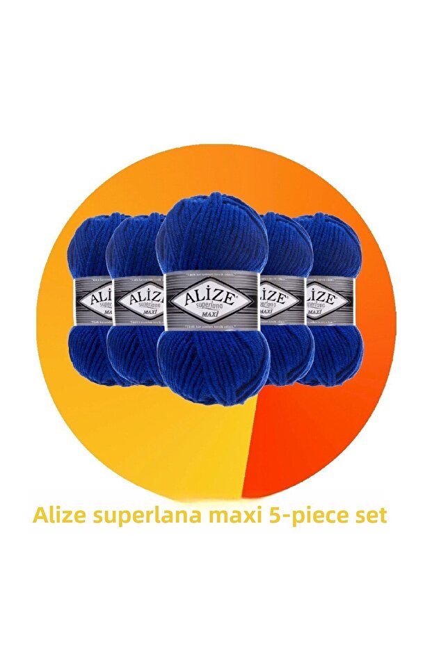 Superlana Maxi Set of 5 Thick Hand Knitting Yarn 141 Cobalt Blue