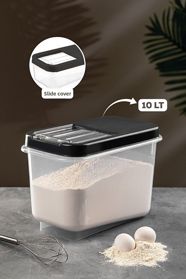 Multibox 10 Lt Pulses Storage Container - Food Storage Container with Sliding Lid Flour Container Anthracite - 1