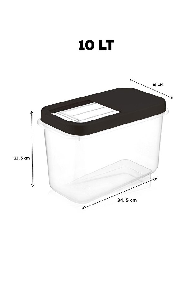 Multibox 10 Lt Pulses Storage Container - Food Storage Container with Sliding Lid Flour Container Anthracite - 2