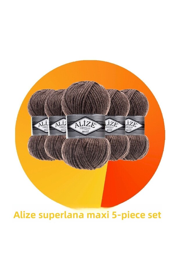 Superlana Maxi Set of 5 Thick Hand Knitting Yarn 240 Milk Brown