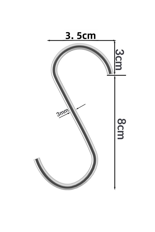 8 سم، خطاف مطبخ، خطاف S، خطاف سلكي، خطاف معدني، خطاف مكرامية - 2
