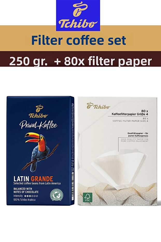 Privat Kaffee Latin Grande Ground Filter Coffee 250 gr.+ 80 Filters