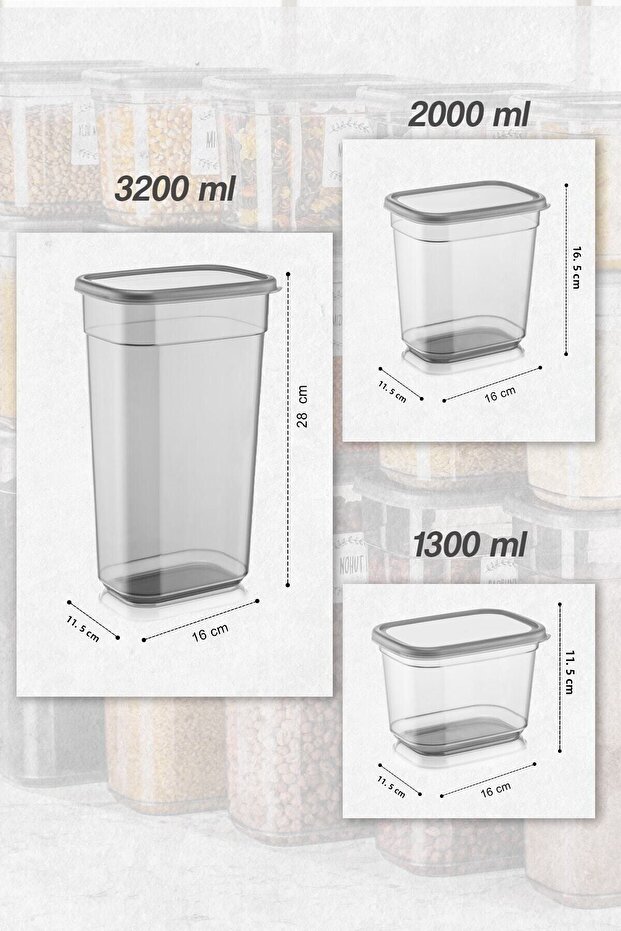 18-Piece Via Label Rectangular Food Storage Container Jar Set 6x(1.3 LT-2 LT-3.2 LT) - 4