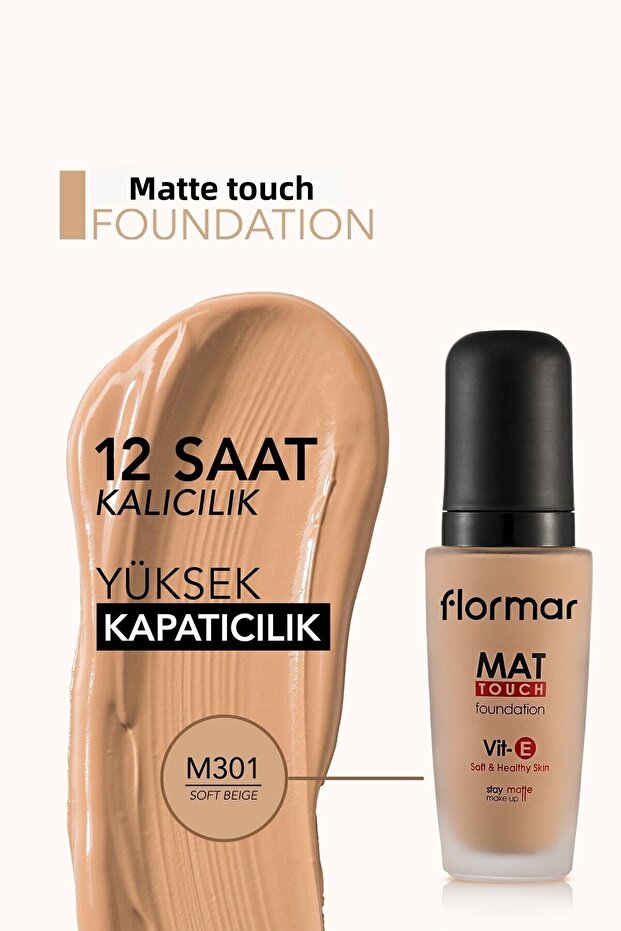 Matte Finish Foundation (Cold Bottom Tone) - Matte Touch Foundation - M301 Soft Beige -8690604098255 - 4