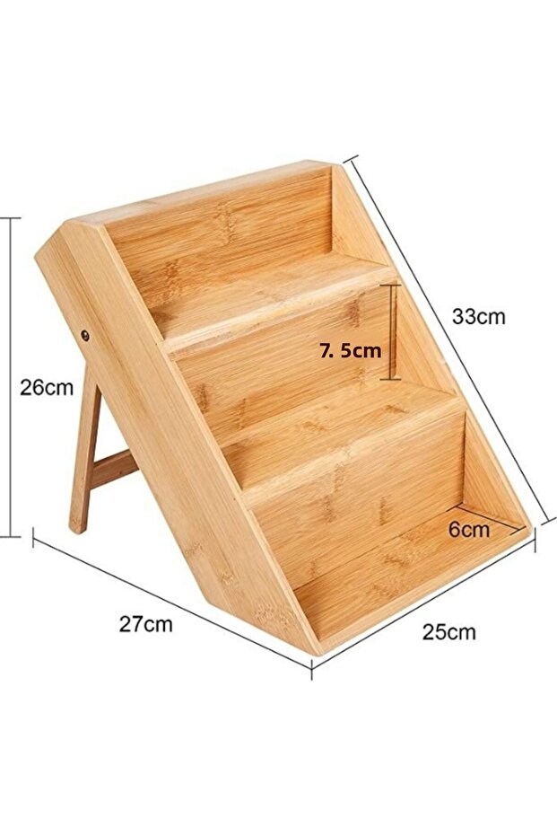 Bamboo 3-Tier Organizer with Slide and Spice Rack Stand, Drawer Inside - 2