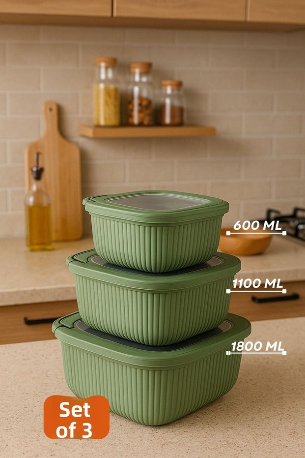 3-Piece Colorful Lockable Lid Storage Container Diffuse Microwave and Refrigerator Compatible Organizer
