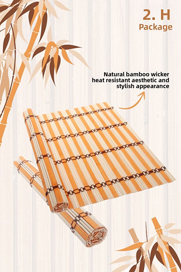 2-Piece Bamboo Foldable Natural Wicker - 1