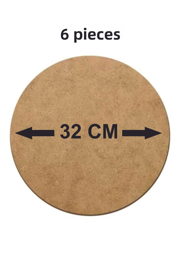Plate Sheet (6 Pieces) 3 mm Raw Mdf 32 cm Diameter Round Plate under Plate