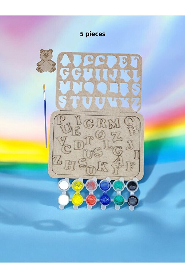 Wooden Puzzle Alphabet and Numbers Painting Set, Kids Say Learn to Paint...