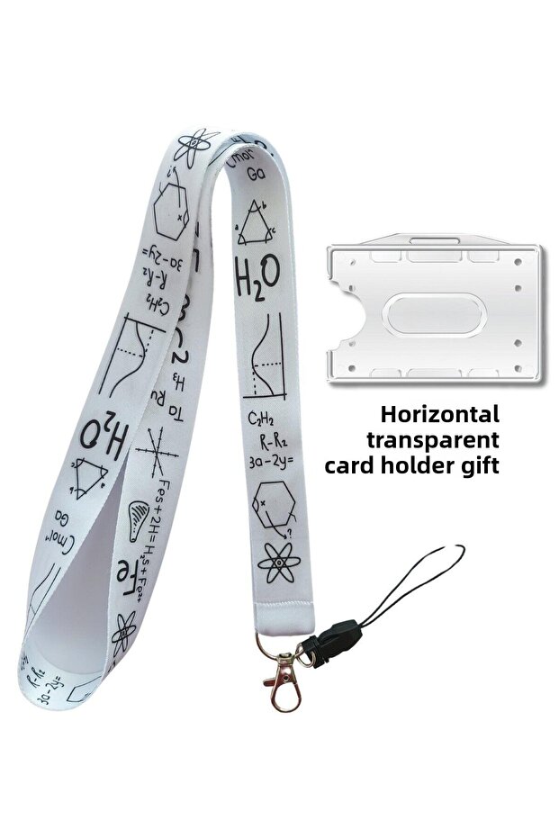 White Card - E=mc2 Physical Formula, Collar and Neck Strap, Horizontal Vertical Court Phone Strap