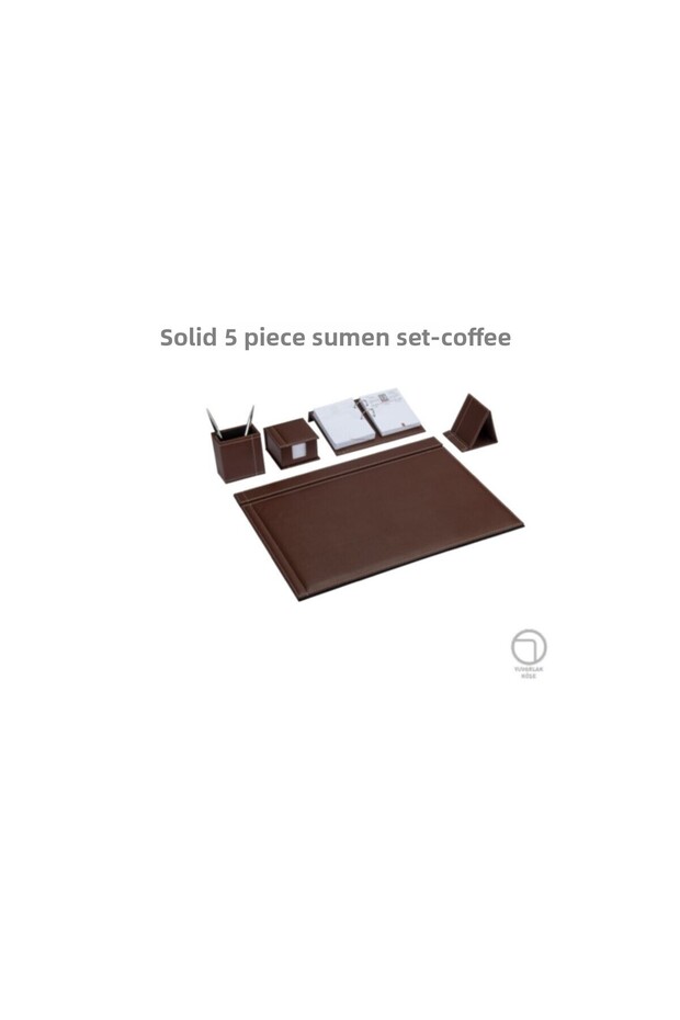 7133 Solid Brown 5 Piece Desk Set - 1