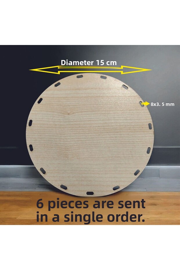 Wooden Cream 15 cm 6 Pcs Bamboo Tray Mesh Plate Supla Perforated Coaster Crochet Base Craft Basket Base