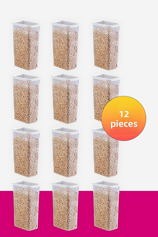 Set of 12 Skali Rectangular Storage Container White 3500 ml - 1