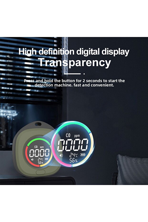 4-in-1 Carbon Monoxide Detector Accurate detection LED Screen Portable Travel Rechargeable CO and... - 4