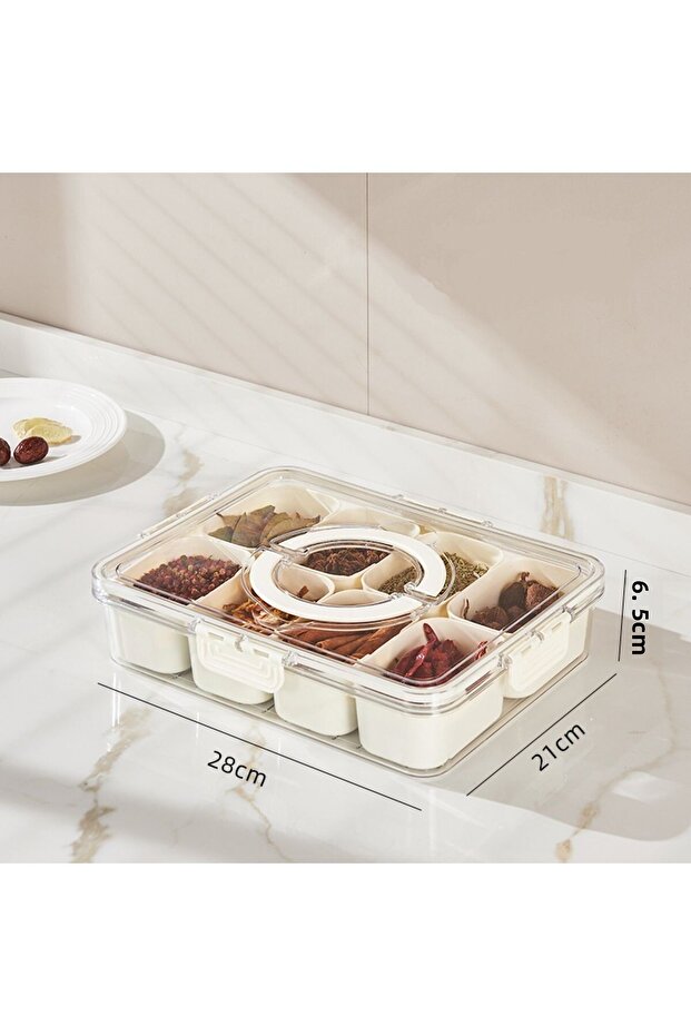 8 Grid 8 Grids Divided Serving Tray Storage Box Kitchen Portable Sub-format Seasoning Separator Box - 1