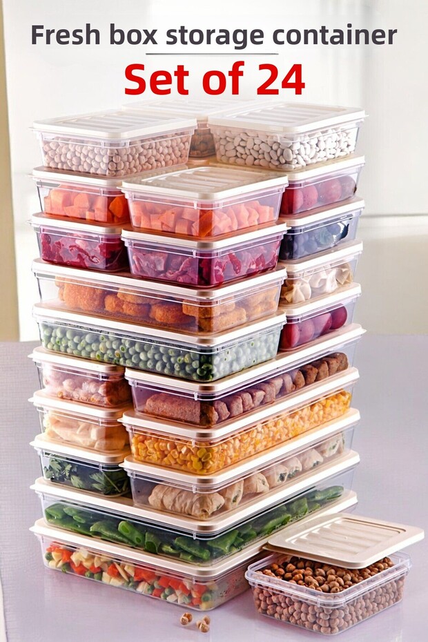 Freshbox Set of 24 - Cream Storage Container Suitable for Microwave and Diffraction - 2
