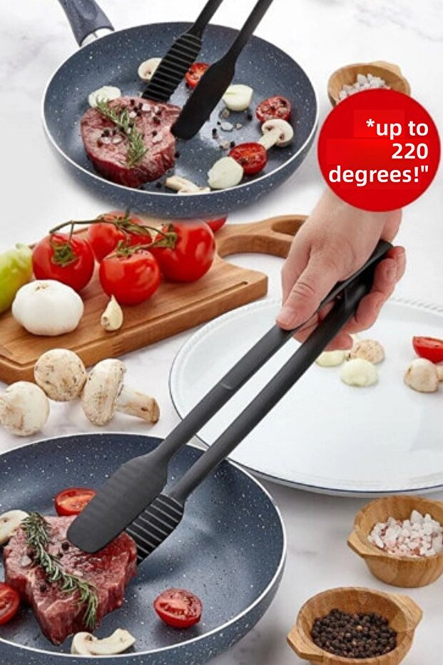 Styled Serving and Grilling Tongs Fireproof Non-Stick Non-Slip Tongs - 1
