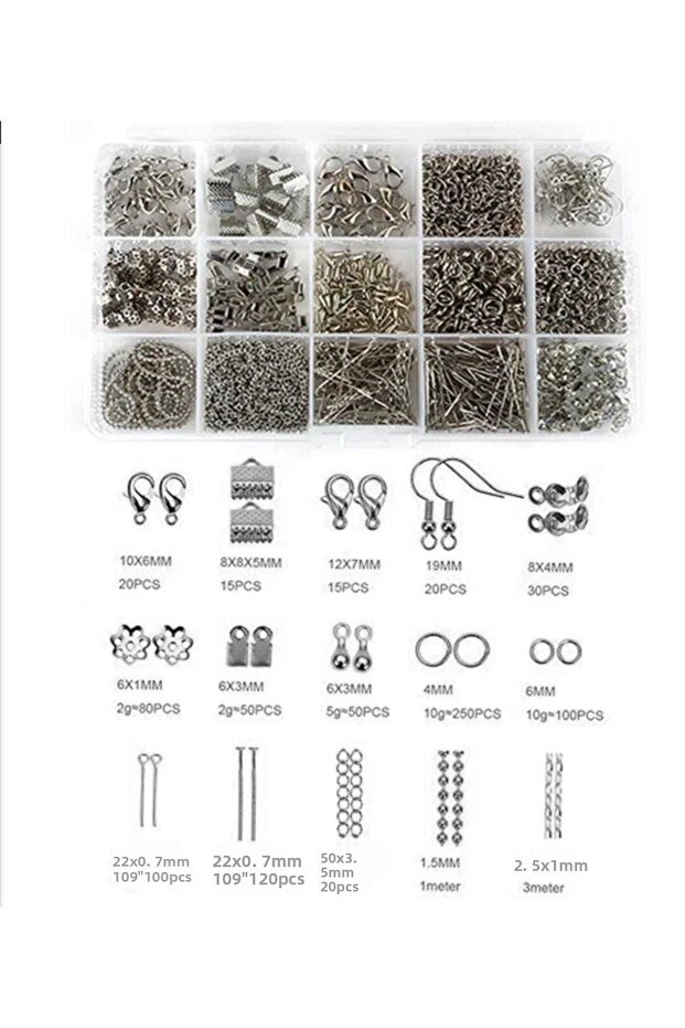 870 Pieces Silver Earrings Necklace Bracelet Jewelry Making Set