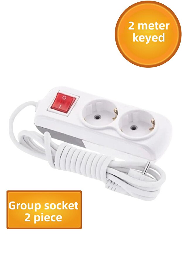 مقبس مكون من قطعتين - (2 متر) مقبس توصيل متعدد الكابلات مع مفتاح توصيل أرضي. - 1