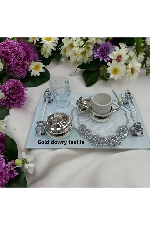 Set of 6 Silver Stones Coffee Side Cocktail Presentation Napkins