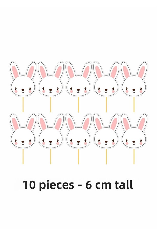 10 Pieces Cute Rabbit Themed Toothpick Cupcake Cake Decoration Decoration Thick Paper
