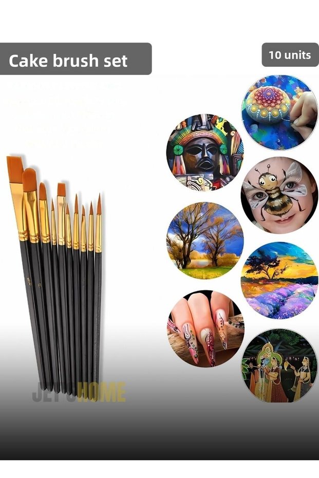 Set of 10 Pastry Preparation and Oil Paint Brush - Water Paint and Face Paint Brush
