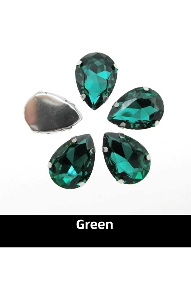 13X18 (1.8 cm) Green Drop Case Planted Glass Stone 10 Pieces