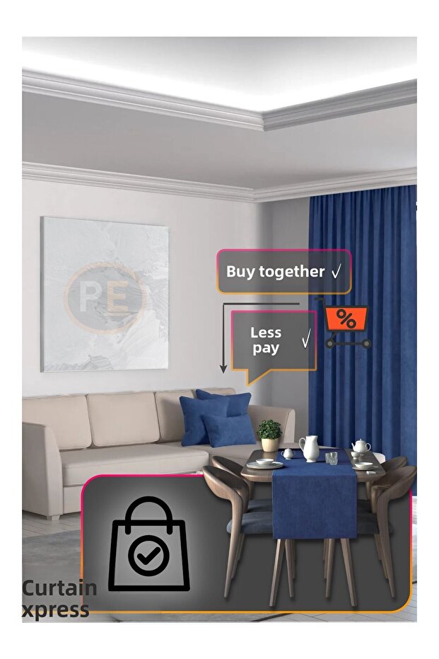 Soft Concept Velvet Texture Midnight Blue Runner - 2