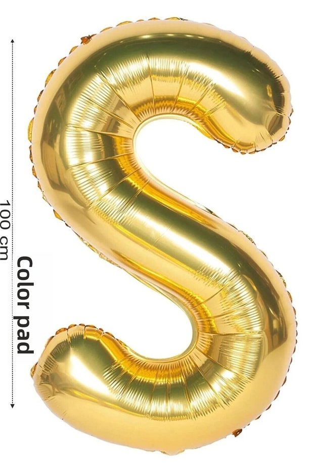 Foil Balloon Letter S Helium Balloon 100 cm Gold Color - Letter S Balloon - Letter Foil Balloon - 40 Inch