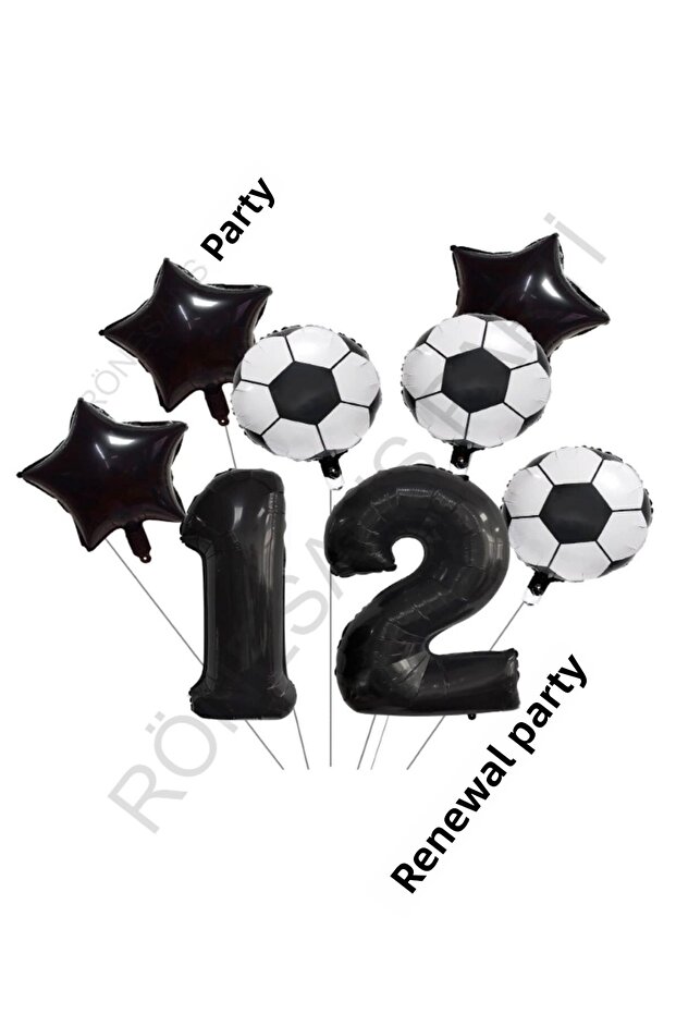 Star Number Football Ball Patterned Foil Balloon Set Age 12