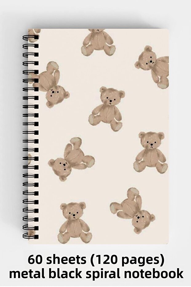 Sweet Bear Themed A5 Spiral Hard Cover Notebook 120 Sheets