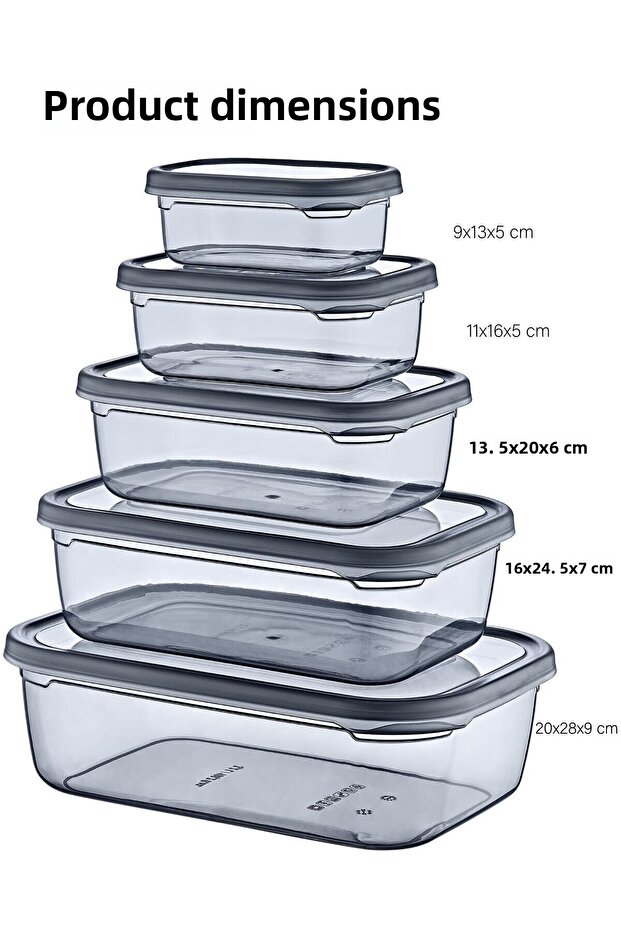 5 Leak Proof Storage Containers - (350 ML 670 ML 1,2 LT 2 LT 3,2 LT) - Deep Freezer and Microwave - 6