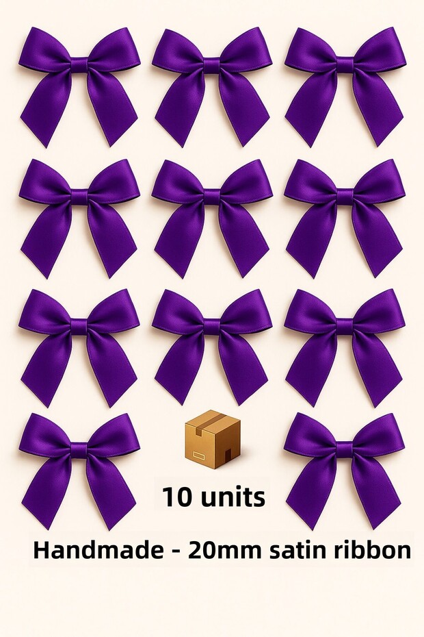 10Pcs Purple Satin Bow Ribbon 20mm Satin Ribbon