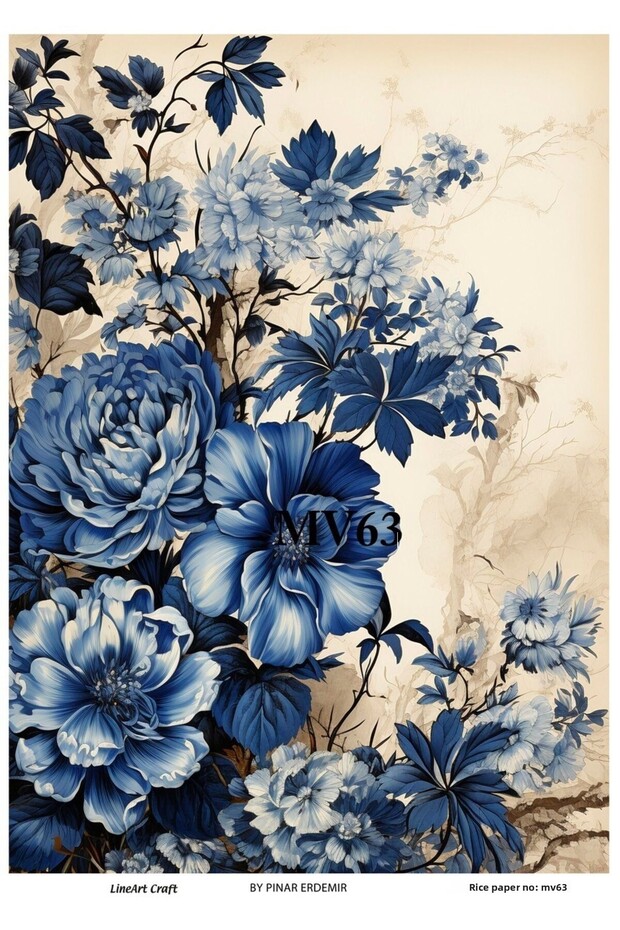 ورق ديكوباج نحاسي - أزرق 63، 29x42 سم