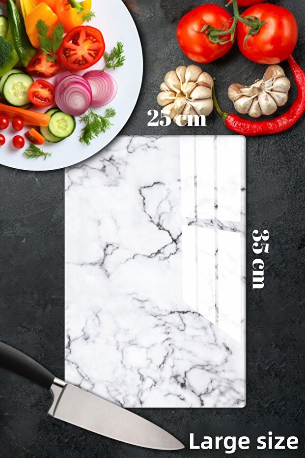 لوح تقطيع من الزجاج المقسى مقاس 25x35 - جمالي ومتين ومتعدد الوظائف