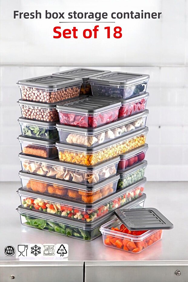Set of 18 Freshbox Storage Containers Suitable for Microwave and Freeze