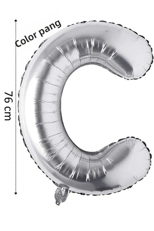 C Letter Balloon - 76 cm Gray Color - Foil Balloon