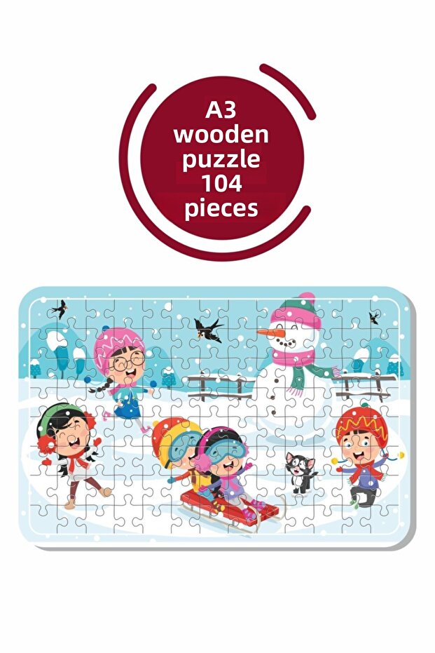 Snow, Snowman and Game A3 104 Piece Puzzle, Toy, Jigsaw