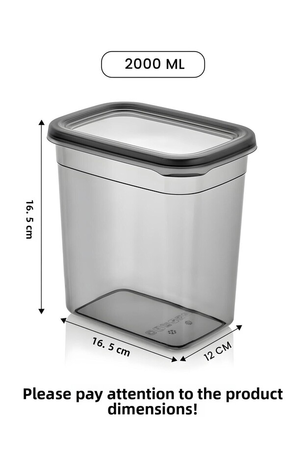 Set of 6 2000 ml Anthracite Rectangular Storage Containers – Lid, Label and Multi-Purpose Food Box - 2