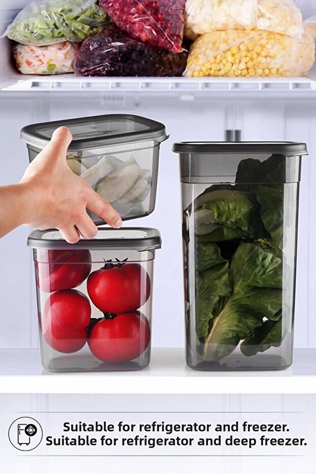 مجموعة حاويات تخزين مستطيلة من أنثراسايت مولي مكونة من 6 قطع - مجموعة قابلة للتعديل - 2