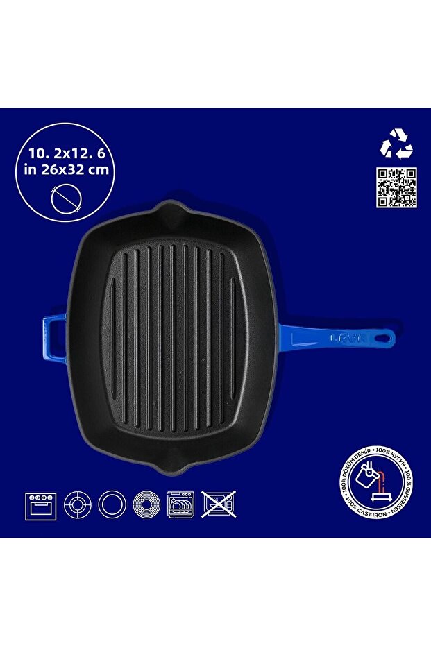 26x32cm Rectangular Grill - Iron Solid and Handle Pan - 4