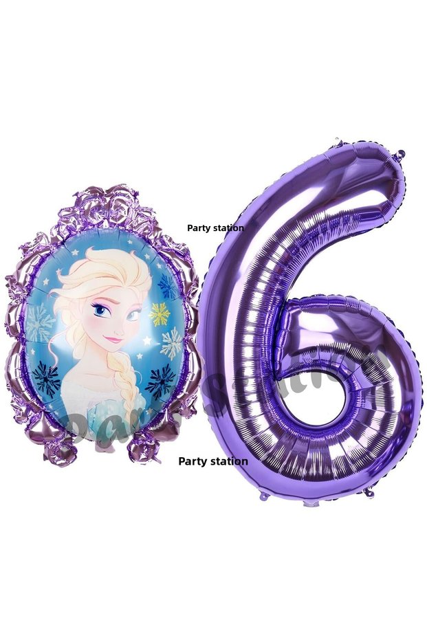Frozen Balloon 6 Year Birthday Set Frozen Elsa Concept Balloon and Purple Number Balloon Birthday Set