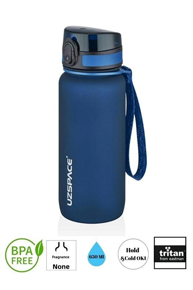 650ml Navy Blue Softtouch Tritan Water Bottle