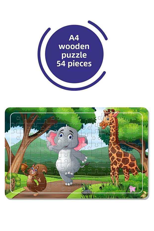 Cute Elephant and His Friends A4 54 Piece Puzzle, Toy, Jigsaw