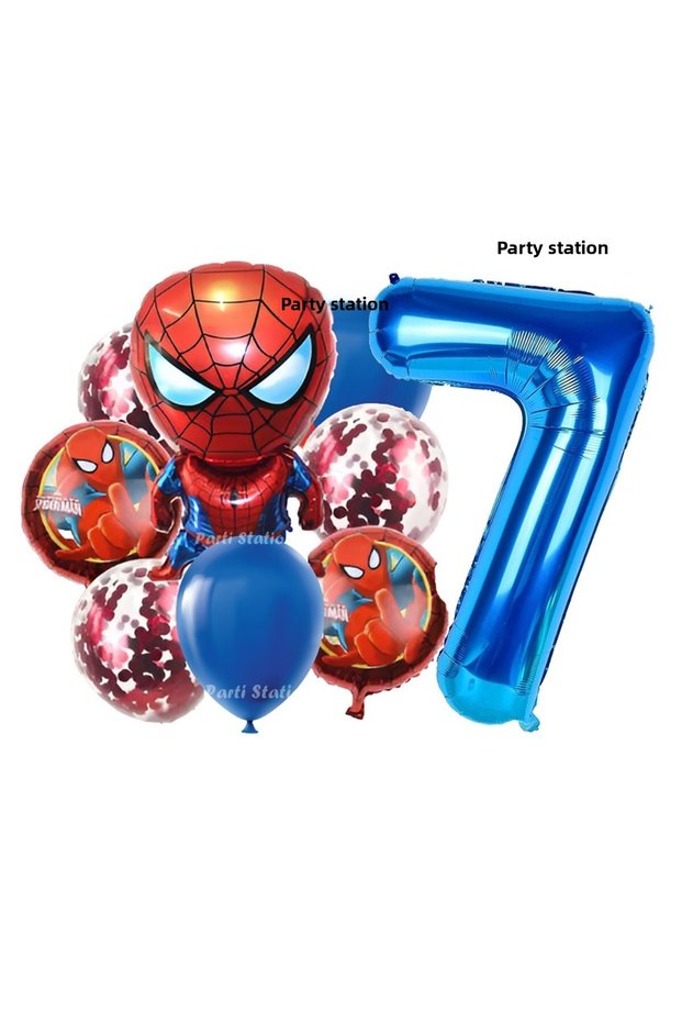 Spiderman Star Balloon 7 Years Concept Birthday Balloon Set Spiderman Spiderman Balloon Set